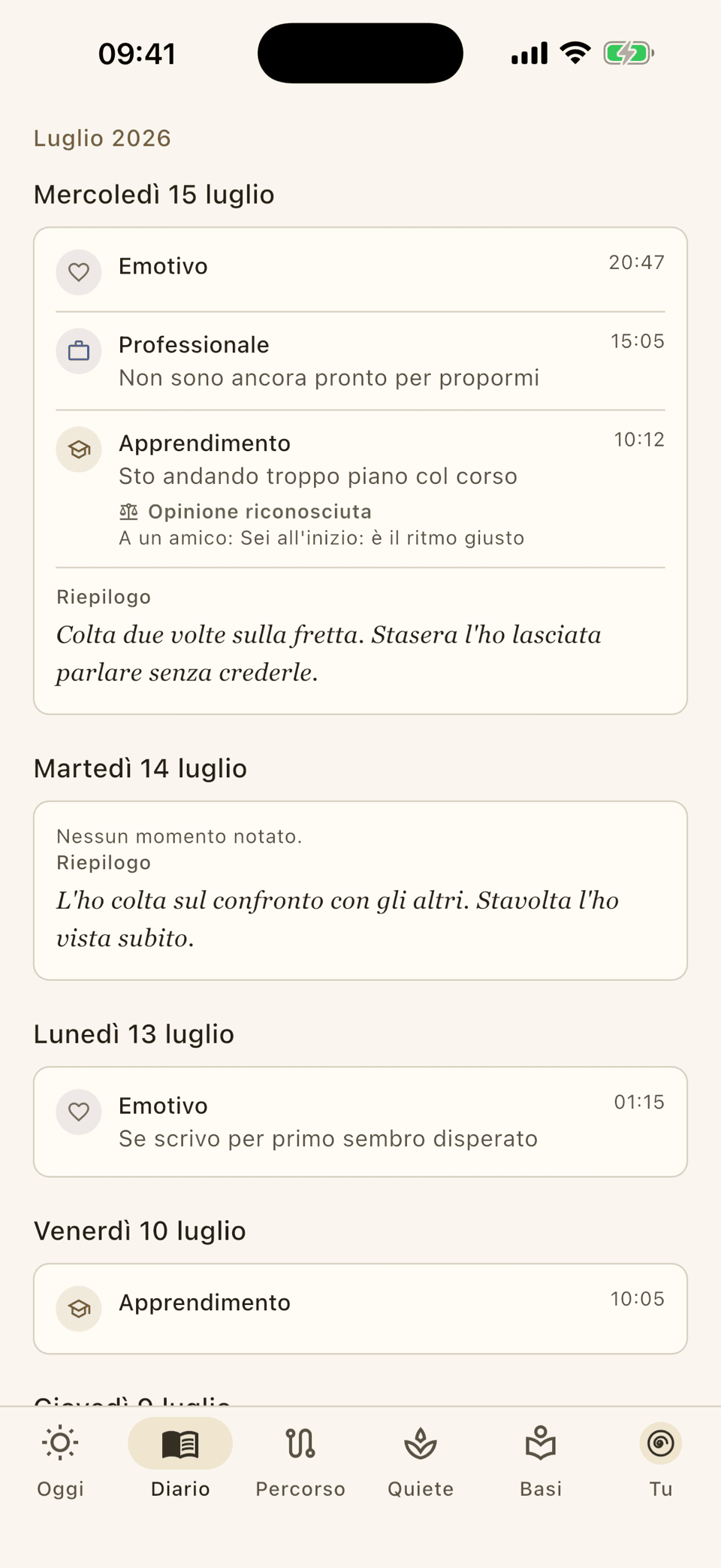 Il diario di Noto: i momenti notati, giorno per giorno